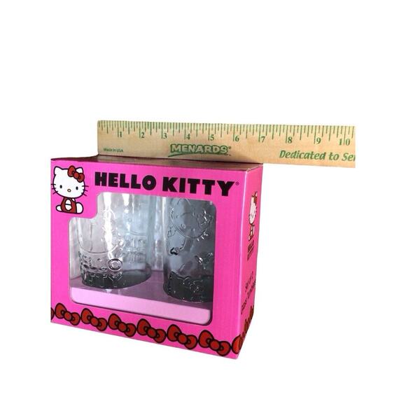 NIB Hello Kitty Clear Glass Tumbler Set of 2 NEW - Picture 8 of 9